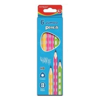 6pce Keyroad HB Pencil Jumbo Learn to Write 3 Colours Drawing Supplies