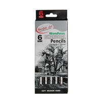 6pce Woodless Charcoal Pencil Grades Set