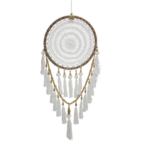 Dream Catcher 42cm Natural Ornate with Doily with Pom Poms & Beads Hand Made