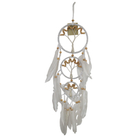 1pce 50cm 3 Tier Tree of Life Dream Cather with Natural Beads & White Feathers