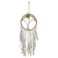 17cm Dream Catcher Tree of Life with Bamboo Rattan Ring Natural Colours
