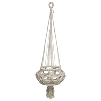 1pce Cream 80cm 1 Tier Macrame Pot Plant Hanger 3 Ring Woven Hand Made