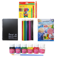 54pce Girls Art Bundle Pencils, Pad, Paints, Fiber Markers & Cut Outs Kids Art Craft