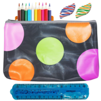 16pce Back to School Stationery Kit Polkadot Kids Bundle, Pencils, Erasers, Ruler, Case