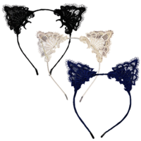 4pce Lace Romantic Dress Up Cat Ears, Fun Sexy Costume Accessories