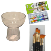 22pce Glass Painting Kit DIY Paints, Brushes & Milk Urn Glasses to Decorate Craft