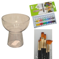 22pce Glass Painting Kit DIY Paints, Brushes & Spice Jars Glasses to Decorate Craft