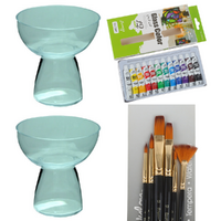20pce Glass Painting Kit DIY Paints, Brushes & Tealight Glasses to Decorate Craft