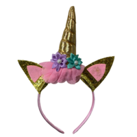 1pce Gold Unicorn/Cat Ears Headband, Kids Dress Up Costume Accessory