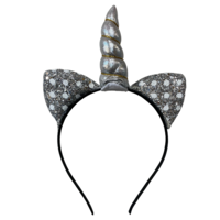 1pce Silver Polka Dot Unicorn/Cat Ears Headband, Kids Dress Up Costume Accessory