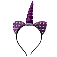 1pce Purple Polkadot Unicorn/Cat Ears Headband, Kids Dress Up Costume Accessory