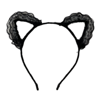 1pce Black Lace Outline Cat Ears Headband, Dress Up Costume Accessory