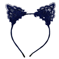 1pce Navy Doily Cat Ears Headband, Dress Up Costume Accessory