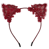 1pce Mauve Doily Cat Ears Headband, Dress Up Costume Accessory