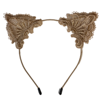 1pce Beige Doily Cat Ears Headband, Dress Up Costume Accessory