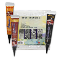 Henna Art Kit with 8pce Stencils Animal Print Set 13cm & Trio of Colours Paste