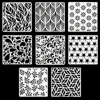 8pce Leaf Patterns Stencils Set 13x13cm Plastic Reusable Tile Cut Template