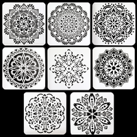 8pce Mandalas Stencils Set 13x13cm Plastic Reusable Tile Cut Template 2