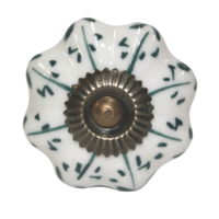 1pce Green & White Moroccan Door Handle Knob Drawer/Wardrobe/Furniture