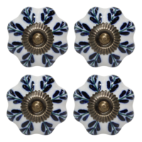 4pce Blue & White 2 Moroccan Door Handles Knobs Drawer/Wardrobe/Furniture