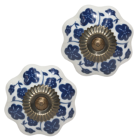 2pce Blue & White 3 Moroccan Door Handles Knobs Drawer/Wardrobe/Furniture