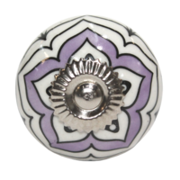 1pce Purple & White Moroccan Door Handle Knob Drawer/Wardrobe/Furniture