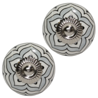 2pce Black & White 2 Moroccan Door Handles Knobs Drawer/Wardrobe/Furniture