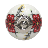 1pce Red & White 3 Moroccan Door Handle Knob Drawer/Wardrobe/Furniture