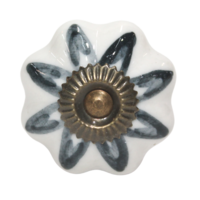 1pce Grey & White Moroccan Door Handle Knob Drawer/Wardrobe/Furniture