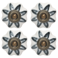 4pce Grey & White Moroccan Door Handles Knobs Drawer/Wardrobe/Furniture
