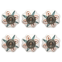 6pce Red & Green Moroccan Door Handles Knobs Drawer/Wardrobe/Furniture