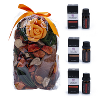 Orange Pot Pourri with 3x Essential Oils, Scented Mix Gift Set Home Decoration