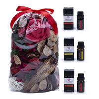Red Pot Pourri with 3x Essential Oils, Scented Mix Gift Set Home Decoration