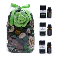 Green Pot Pourri with 3x Essential Oils, Scented Mix Gift Set Home Decoration