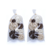 2x Packs Rattan Balls Decorative Lata, Wicker Cane in Natural, White & Brown Colours