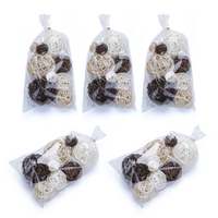 5x Packs Rattan Balls Decorative Lata, Wicker Cane in Natural, White & Brown Colours