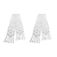 2x Macrame Tablecloth/Bed Runner 25cmx220cm White Cotton Woven Cord Boho Tassel