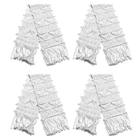 4x Macrame Tablecloth/Bed Runner 30cmx180cm White Cotton Woven Cord Boho Tassel
