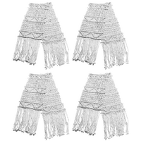 4x Macrame Tablecloth/Bed Runner 33cmx220cm White Cotton Woven Cord Boho Tassel