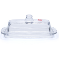 Slim Shape Glass Butter Dish, Soap Dish with Lid, 19cm Vintage Style Jar