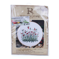 20cm Red Flower Embroidery Kit Cross Stitch Set With Frame DIY Needlework