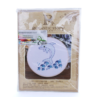 20cm Dolphin Embroidery Kit Cross Stitch Set With Frame DIY Needlework