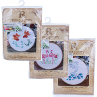 3x Embroidery Kits Set in Animals Nature Theme, Cross Stitch Thread Needle Set