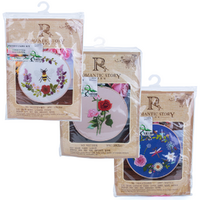 3x Embroidery Kits Set in Bee & Floral Theme, Cross Stitch Thread Needle Set
