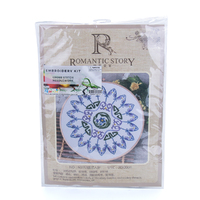 20cm Purple Sun Embroidery Kit Cross Stitch Set With Frame DIY Needlework