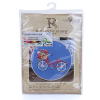 20cm Red Bike Embroidery Kit Cross Stitch Set With Frame DIY Needlework