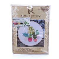 20cm Succulents Embroidery Kit Cross Stitch Set With Frame DIY Needlework