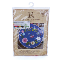 20cm Dragonfly/Flowers Embroidery Kit Cross Stitch Set With Frame DIY Needlework