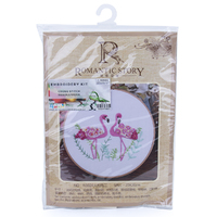 20cm Flamingo Couple Embroidery Kit Cross Stitch Set With Frame DIY Needlework