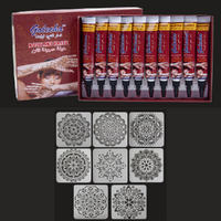 26pce Red Henna Tubes Kit w/ Mandala Stencils Body Art Paste Cream Natural Dye